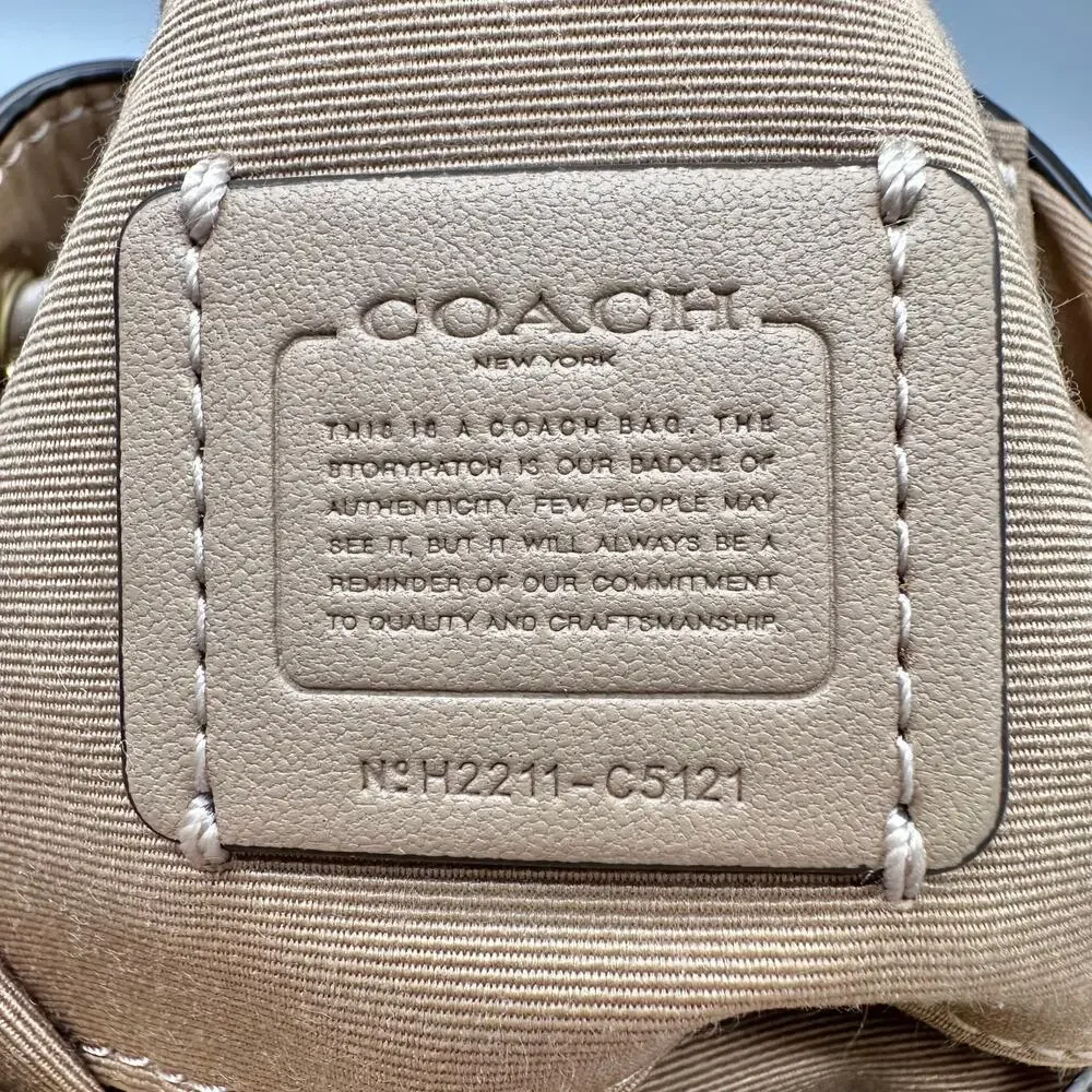 Coach Dempsey Mini Bucket Bag Crossbody Purse Signature Canvas Light Khaki Chalk - Picture 5 of 16